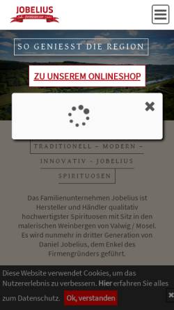 Vorschau der mobilen Webseite jobelius.de, Jobelius Spirituosen - Moselwappen-Brennerei