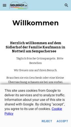 Vorschau der mobilen Webseite www.sidlerhof.ch, Sidlerhof