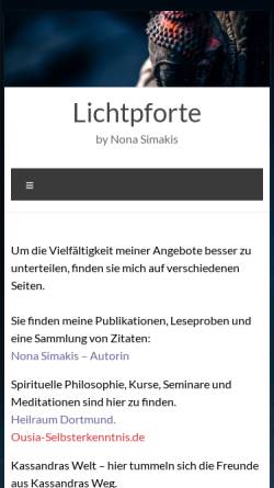 Vorschau der mobilen Webseite www.lichtpforte.de, Nona Simakis