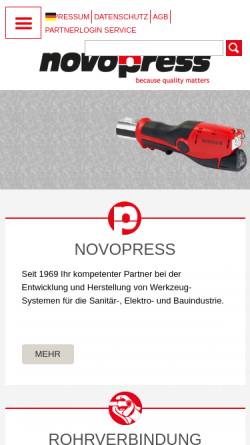 Vorschau der mobilen Webseite www.novopress.de, Novopress GmbH Pressen und Presswerkzeuge & Co. KG