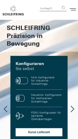 Vorschau der mobilen Webseite schleifringe.com, Schleifring und Apparatebau GmbH