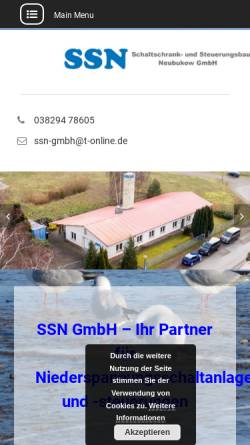 Vorschau der mobilen Webseite www.ssngmbh.de, SSN Schaltschrank- und Steuerungsbau Neubukow GmbH