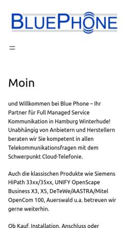 Vorschau der mobilen Webseite www.bluephone.de, Blue Phone e. K., Inh. Dirk Schreckenberger