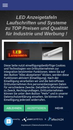 Vorschau der mobilen Webseite www.industrie-vertretung.de, Industrievertretung Hartmut Rißmann