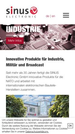 Vorschau der mobilen Webseite www.sinus-electronic.de, Sinus Electronic Vertriebs GmbH
