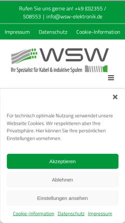 Vorschau der mobilen Webseite www.wsw-wickeltechnik.de, WSW Wickel- und Montagetechnik GmbH