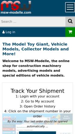 Vorschau der mobilen Webseite www.msw-modelle.com, Modellspielwaren Norbert Mietz