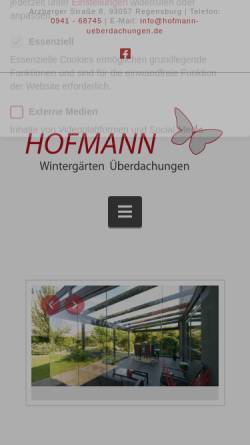 Vorschau der mobilen Webseite www.hofmann-ueberdachungen.de, Hofmann Wintergärten