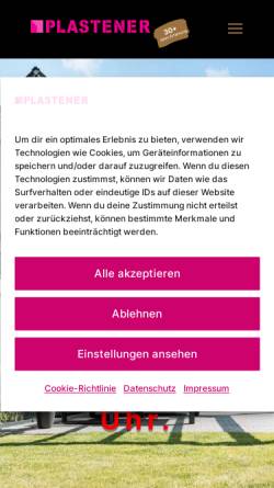 Vorschau der mobilen Webseite www.plastener.de, Plastener Bauelemente GmbH & Co KG