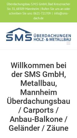 Vorschau der mobilen Webseite www.sms-dach.de, Überdachungsbau S.M.S GmbH