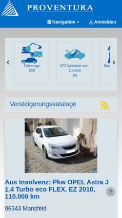 Vorschau der mobilen Webseite www.proventura.de, Proventura GmbH