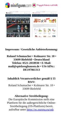 Vorschau der mobilen Webseite www.spielzeughausen.de, Spielzeughausen, Roland Schumacher