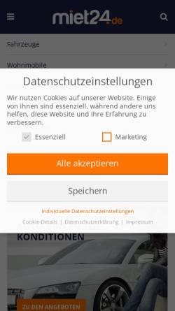 Vorschau der mobilen Webseite www.miet24.de, Miet24 GmbH