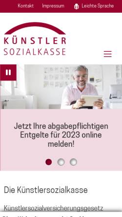Vorschau der mobilen Webseite www.kuenstlersozialkasse.de, Künstlersozialkasse