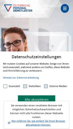 Vorschau der mobilen Webseite www.vza.at, Österreichischer Verband Zeitarbeit und Arbeitsvermittlung (VZa)