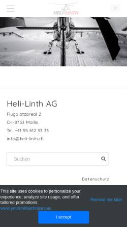 Vorschau der mobilen Webseite www.heli-linth.ch, Heli-Linth