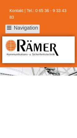 Vorschau der mobilen Webseite www.raemer.com, Rämer Kommunikations- u. Sicherheitstechnik e.K., Inhaber Achim Peter Rämer