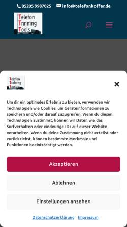 Vorschau der mobilen Webseite www.telefonkoffer.de, TelefonTrainingTools, Inh. Rolf-Peter Ferl