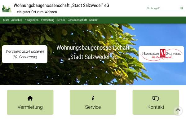 Vorschau von www.wgsalzwedel.de, Wohnungsbaugenossenschaft Stadt Salzwedel e.G