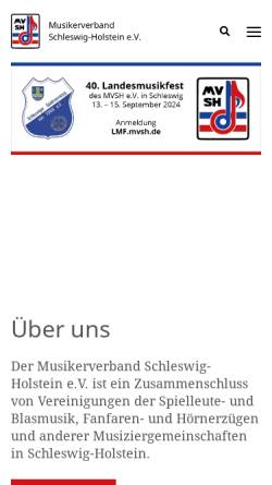Vorschau der mobilen Webseite www.mvsh.de, Musikerverband Schleswig-Holstein e.V.
