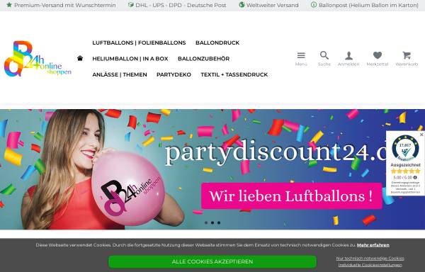 Vorschau von www.partydiscount24.de, Partydiscount24, Martina Oertel