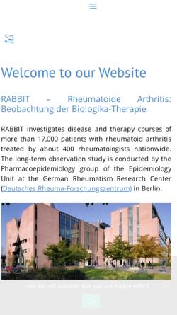 Vorschau der mobilen Webseite biologika-register.de, R A B B I T - Rheumatoide Arthritis