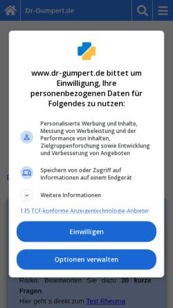 Vorschau der mobilen Webseite www.dr-gumpert.de, Dr-Gumpert.de - Rheumatoide Arthritis