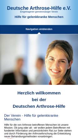 Vorschau der mobilen Webseite www.arthrose.de, Deutsche Arthrose-Hilfe e.V.