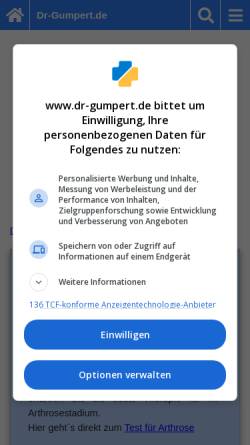 Vorschau der mobilen Webseite www.dr-gumpert.de, Dr. Gumpert: Arthrose
