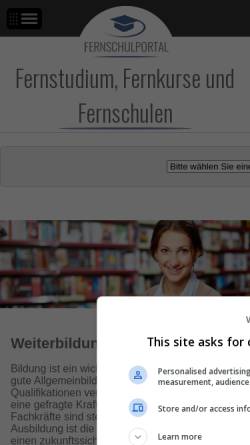 Vorschau der mobilen Webseite www.fernschulportal.de, Deutsches Fernschulportal