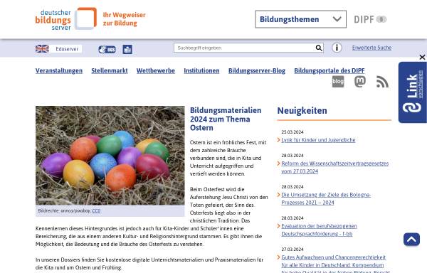 Vorschau von www.bildungsserver.de, Deutscher Bildungs-Server