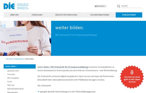 Vorschau von www.die-bonn.de, Zeitschrift für Erwachsenenbildung