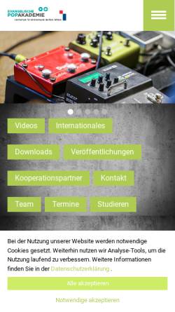 Vorschau der mobilen Webseite www.popularmusik.de, Jazz, Rock, Pop in der Kirche
