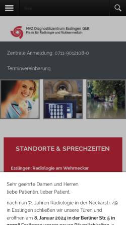 Vorschau der mobilen Webseite www.dzes.de, Diagnostikzentrum Esslingen
