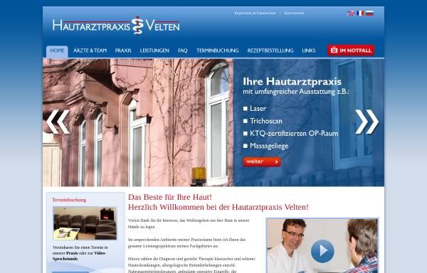 Vorschau von www.hautarzt-velten.de, Dr. med. Florian W. Velten