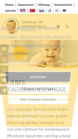 Vorschau der mobilen Webseite www.kinderwunsch-pforzheim.de, KinderWunschPraxis