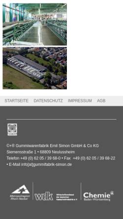 Vorschau der mobilen Webseite www.gummifabrik-simon.de, Gummiwarenfabrik Emil Simon GmbH & Co. KG