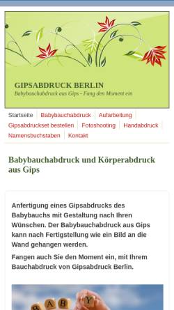 Vorschau der mobilen Webseite www.gips-abdruck.de, Gipsabdruck Berlin, Yvonne Jokiel