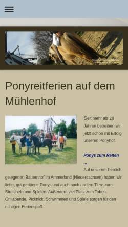 Vorschau der mobilen Webseite www.ponyreitferien.de, Mühlenhof