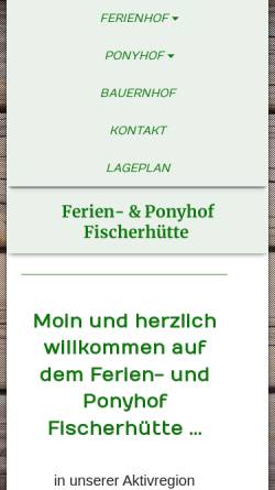 Vorschau der mobilen Webseite www.ponyhof-fischerhuette.de, Ponyhof Fischerhütte