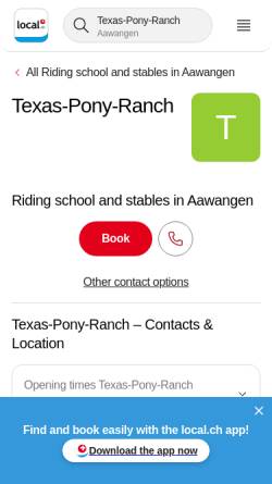 Vorschau der mobilen Webseite yellow.local.ch, Texas-Pony-Ranch