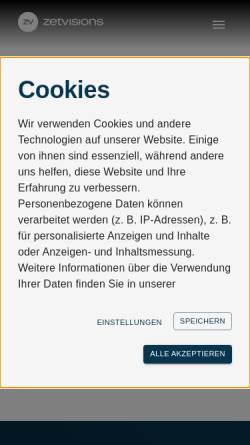 Vorschau der mobilen Webseite www.zetvisions.de, ZetVisions AG