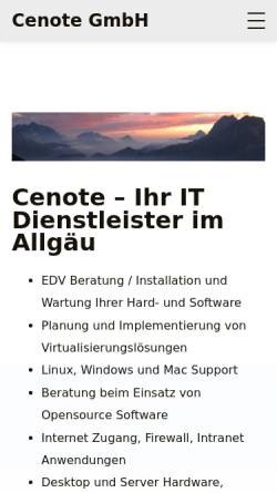 Vorschau der mobilen Webseite www.cenote.de, Cenote GmbH