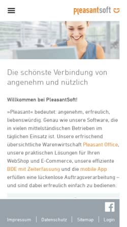 Vorschau der mobilen Webseite www.pleasantsoft.com, PleasantSoft GmbH