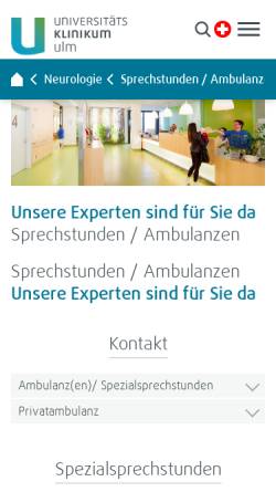 Vorschau der mobilen Webseite www.uniklinik-ulm.de, ALS und motorische Systemerkrankungen
