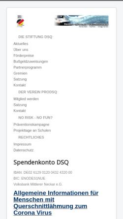 Vorschau der mobilen Webseite www.dsq.de, Deutsche Stiftung Querschnittlähmung