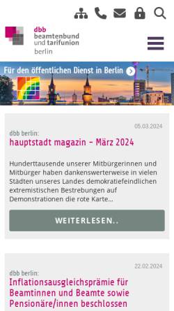 Vorschau der mobilen Webseite www.dbb.berlin, Deutscher Beamtenbund und Tarifunion Berlin