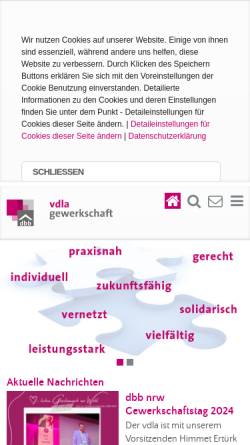 Vorschau der mobilen Webseite www.vdla-dbb.de, Verband der Landes-Beamten, -Angestellten und -Arbeiter Nordrhein-Westfalen (VdLA)