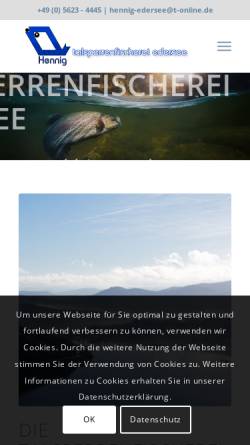 Vorschau der mobilen Webseite www.fischerei-edersee.com, Talsperrenfischerei Edersee