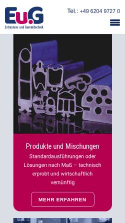 Vorschau der mobilen Webseite www.eug-gmbh.de, Extrusions- und Gummitechnik GmbH